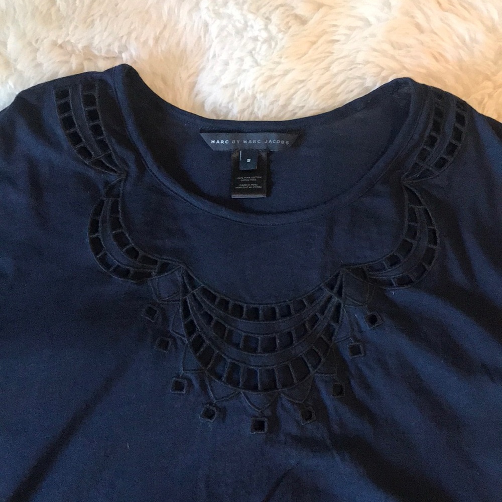 Marc by Marc Jacobs Tee with Embroidery Keyholes
